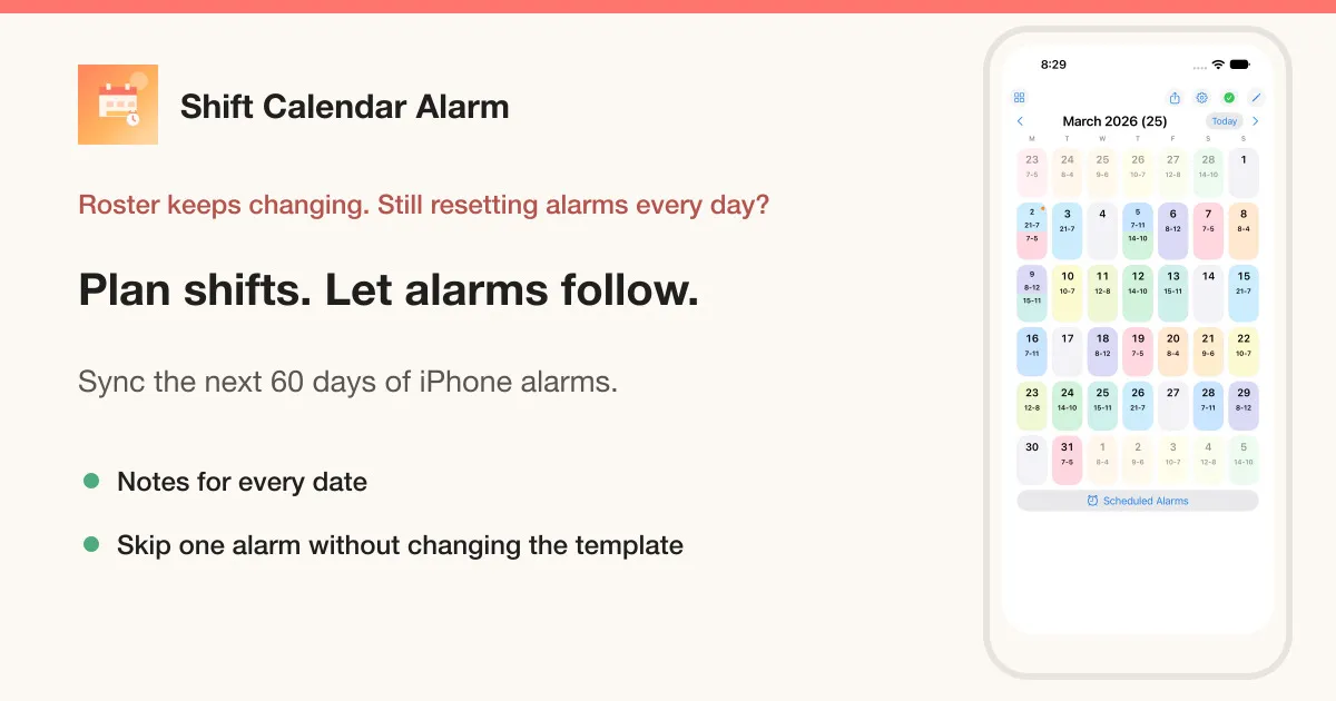 Shift Calendar Alarm preview
