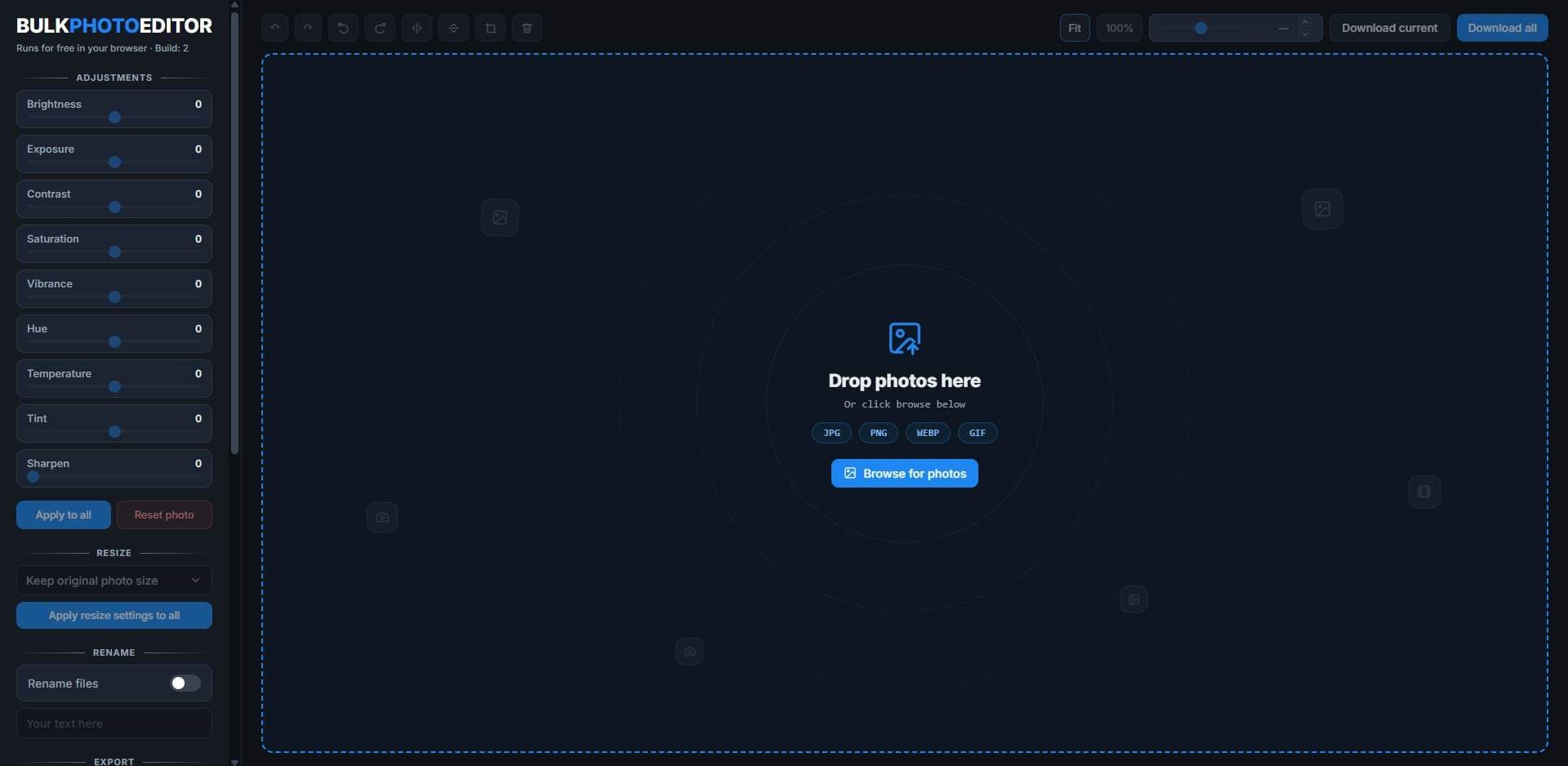 Bulk Photo Editor preview