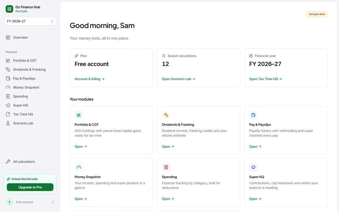 Oz Finance Hub preview