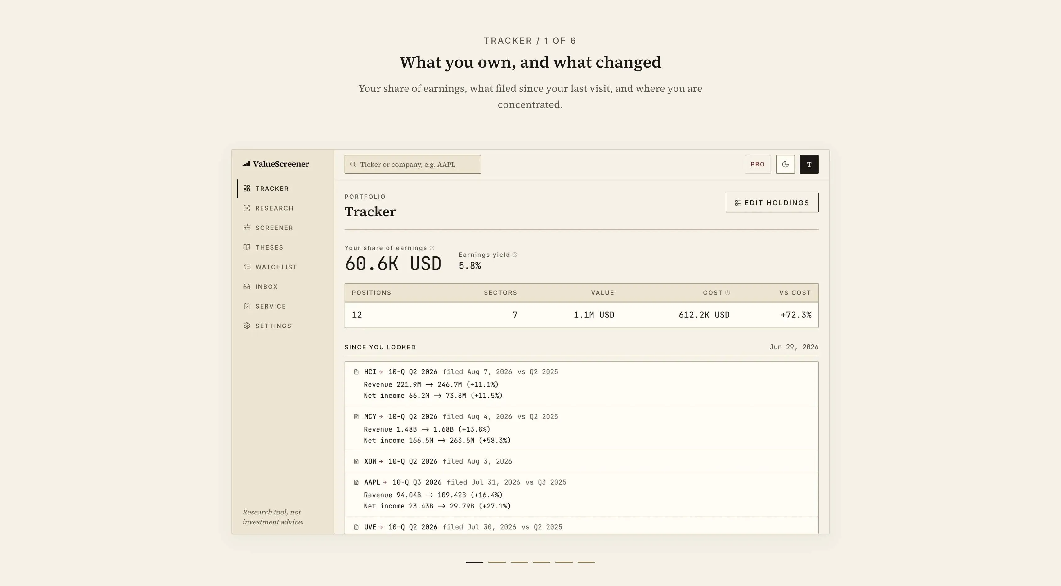 ValueScreener preview